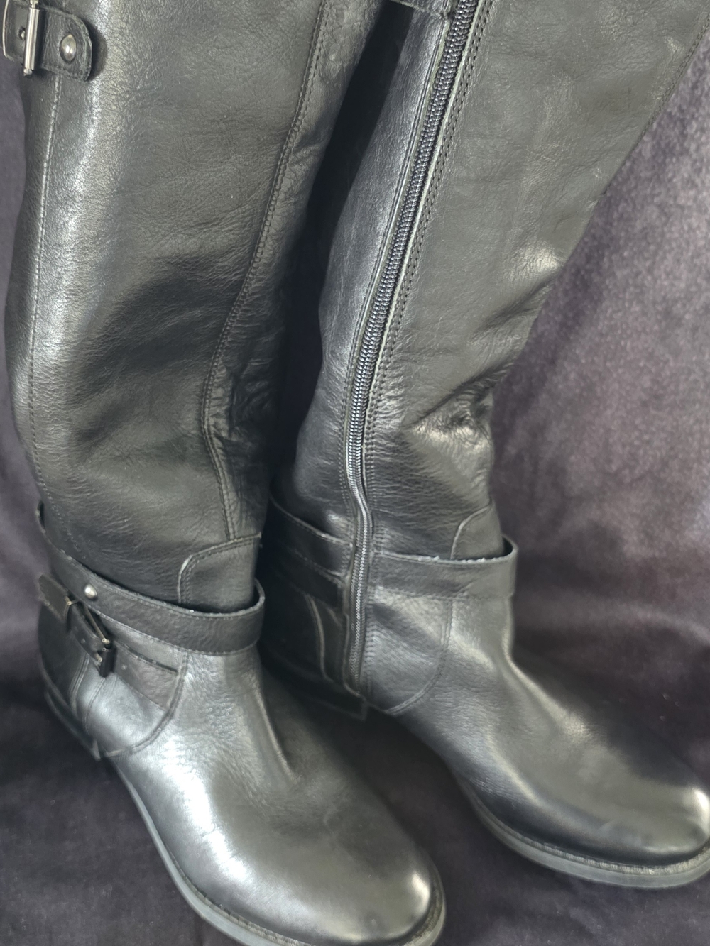 Arturo Chiang Black Genuine Leather Knee High Riding Boots Women’s 6M
